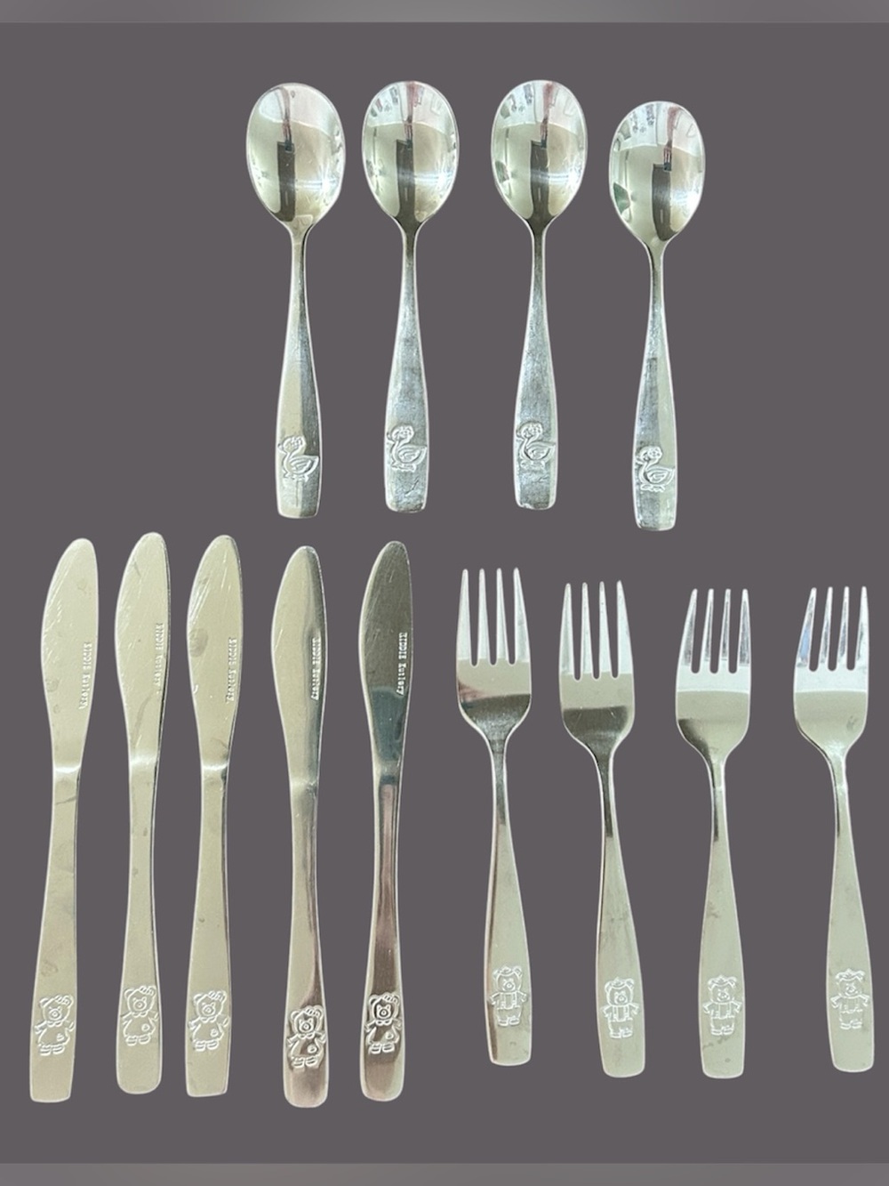 Vintage 13 Piece Stainless Steel Childs Cutlery by ‘KIDDIE Kutlery’